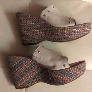Born leather comfy slip on wedge sandals rainbow